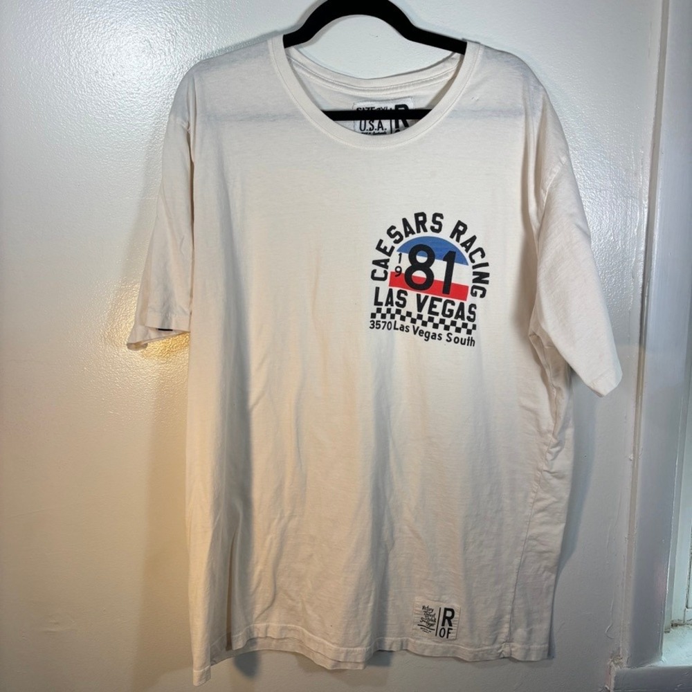 Roots of Fight Caesars Racing Las Vegas T-Shirt Mens Sz 3XL White Graphic‎ Tee